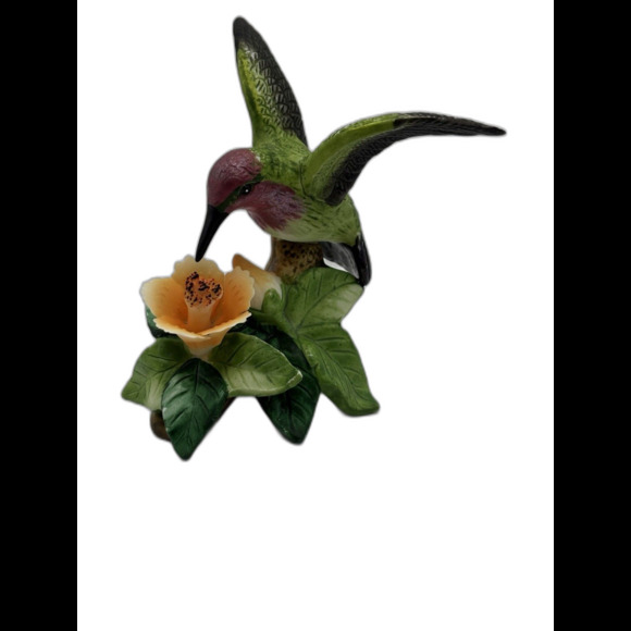 Russ Berrie VTG " Nature's Song" Porcelain hummingbird on flower figurine - Picture 11 of 12
